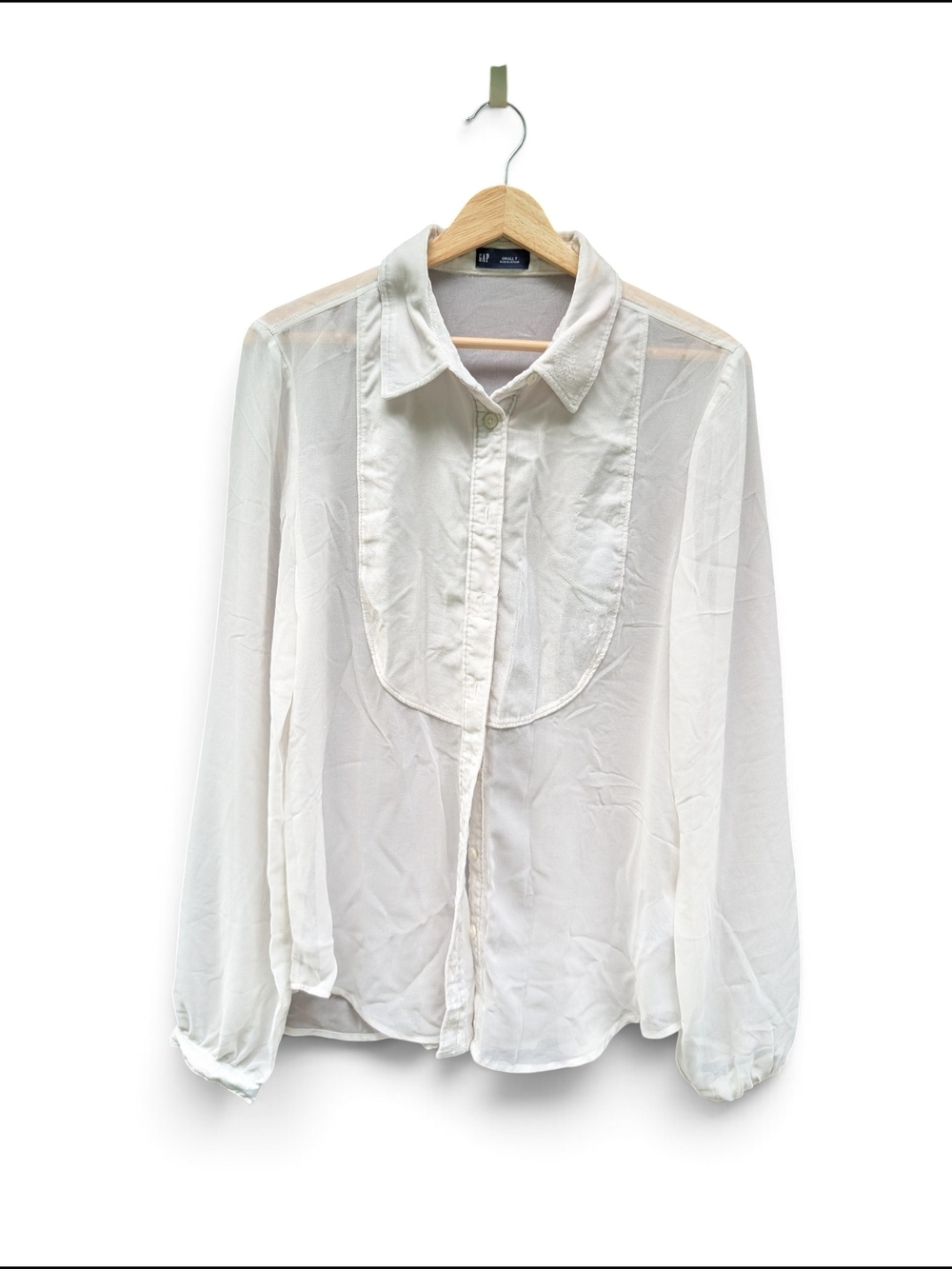 GAP White Semi-Sheer Button-Up Blouse